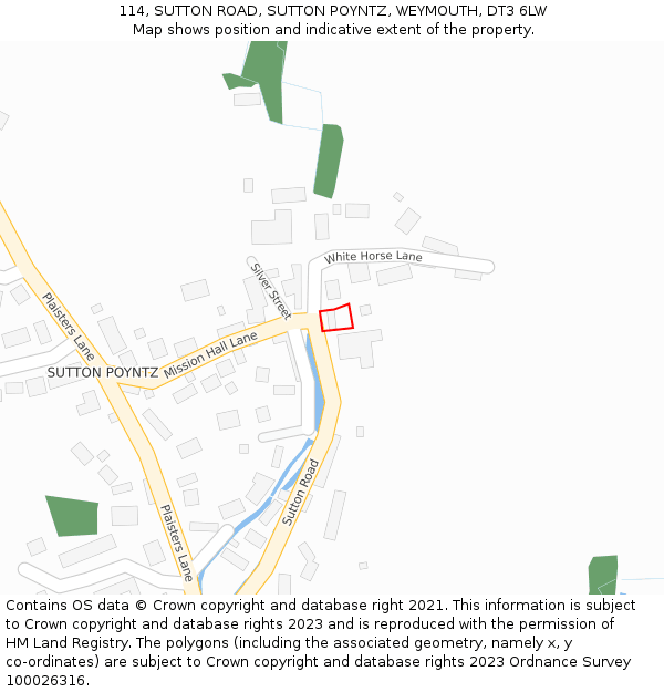 114, SUTTON ROAD, SUTTON POYNTZ, WEYMOUTH, DT3 6LW: Location map and indicative extent of plot