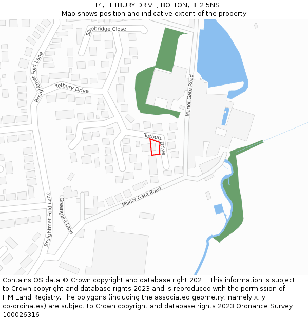 114, TETBURY DRIVE, BOLTON, BL2 5NS: Location map and indicative extent of plot