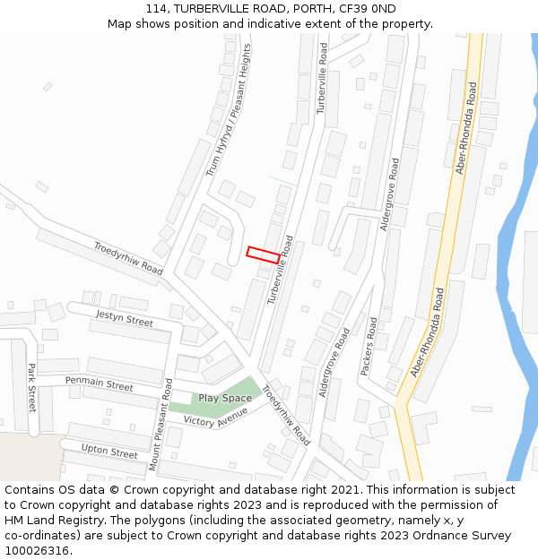 114, TURBERVILLE ROAD, PORTH, CF39 0ND: Location map and indicative extent of plot