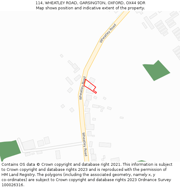 114, WHEATLEY ROAD, GARSINGTON, OXFORD, OX44 9DR: Location map and indicative extent of plot