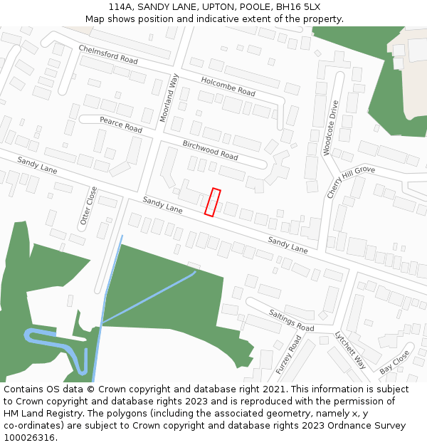 114A, SANDY LANE, UPTON, POOLE, BH16 5LX: Location map and indicative extent of plot