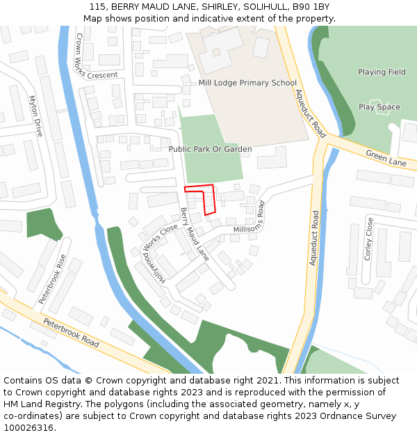 115, BERRY MAUD LANE, SHIRLEY, SOLIHULL, B90 1BY: Location map and indicative extent of plot