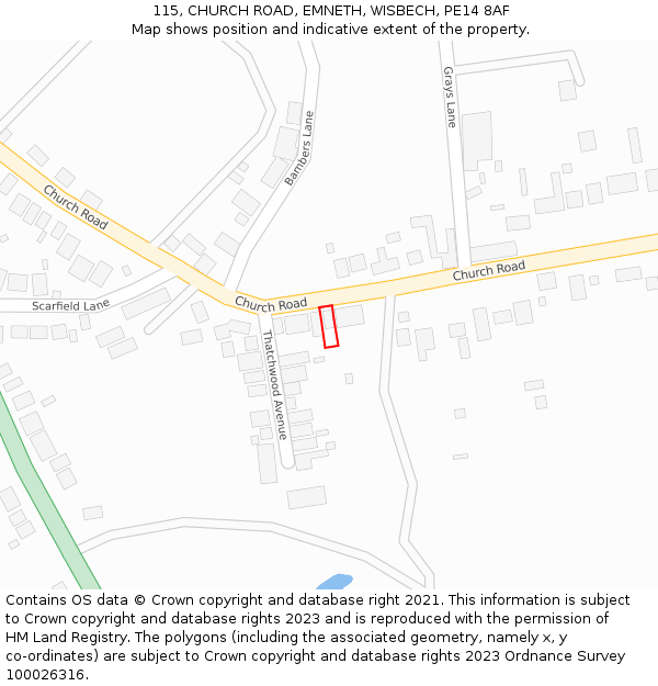 115, CHURCH ROAD, EMNETH, WISBECH, PE14 8AF: Location map and indicative extent of plot