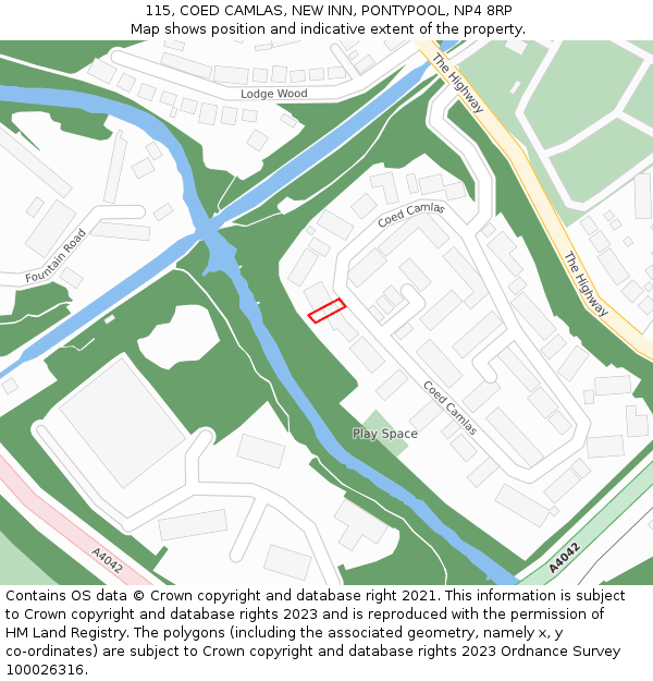 115, COED CAMLAS, NEW INN, PONTYPOOL, NP4 8RP: Location map and indicative extent of plot