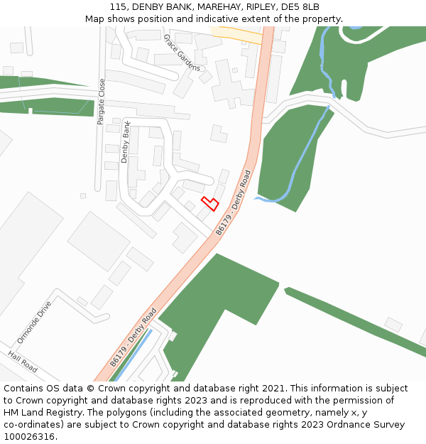 115, DENBY BANK, MAREHAY, RIPLEY, DE5 8LB: Location map and indicative extent of plot