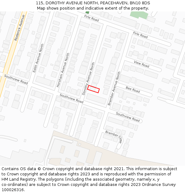 115, DOROTHY AVENUE NORTH, PEACEHAVEN, BN10 8DS: Location map and indicative extent of plot