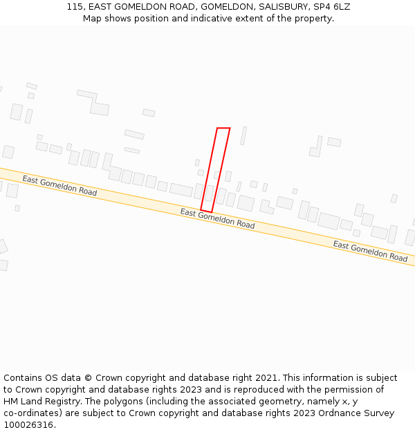 115, EAST GOMELDON ROAD, GOMELDON, SALISBURY, SP4 6LZ: Location map and indicative extent of plot