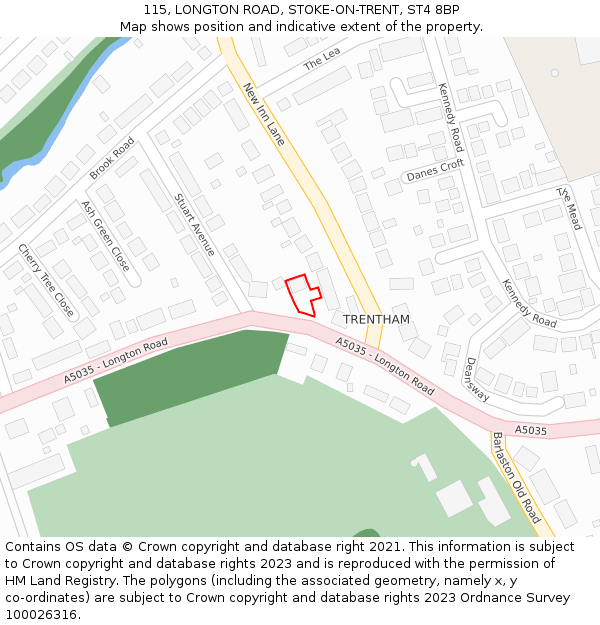 115, LONGTON ROAD, STOKE-ON-TRENT, ST4 8BP: Location map and indicative extent of plot