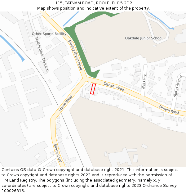 115, TATNAM ROAD, POOLE, BH15 2DP: Location map and indicative extent of plot