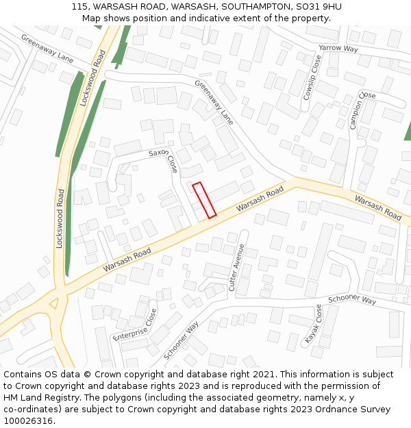 115, WARSASH ROAD, WARSASH, SOUTHAMPTON, SO31 9HU: Location map and indicative extent of plot