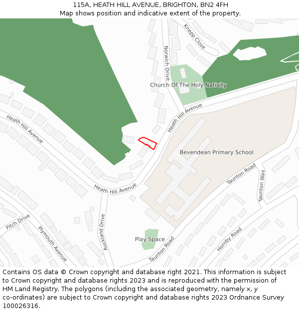 115A, HEATH HILL AVENUE, BRIGHTON, BN2 4FH: Location map and indicative extent of plot
