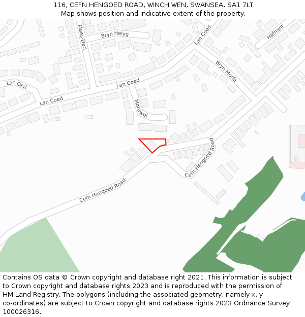 116, CEFN HENGOED ROAD, WINCH WEN, SWANSEA, SA1 7LT: Location map and indicative extent of plot