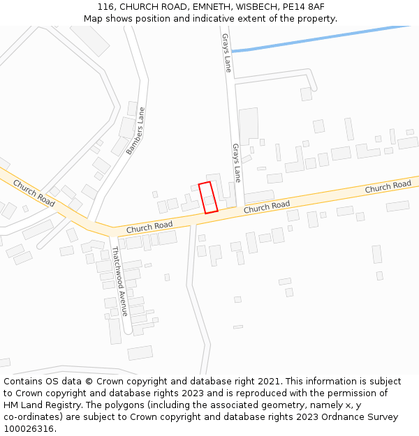 116, CHURCH ROAD, EMNETH, WISBECH, PE14 8AF: Location map and indicative extent of plot