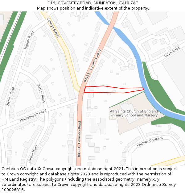116, COVENTRY ROAD, NUNEATON, CV10 7AB: Location map and indicative extent of plot