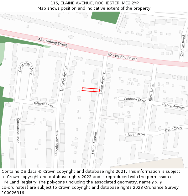 116, ELAINE AVENUE, ROCHESTER, ME2 2YP: Location map and indicative extent of plot