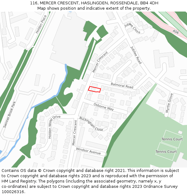 116, MERCER CRESCENT, HASLINGDEN, ROSSENDALE, BB4 4DH: Location map and indicative extent of plot