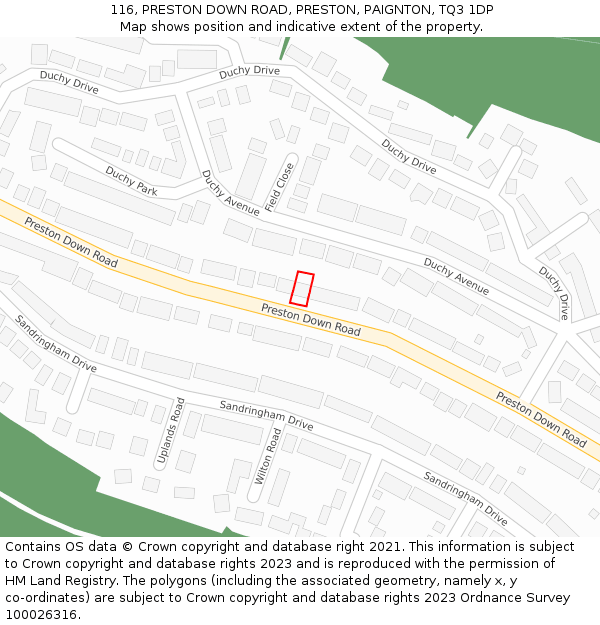 116, PRESTON DOWN ROAD, PRESTON, PAIGNTON, TQ3 1DP: Location map and indicative extent of plot