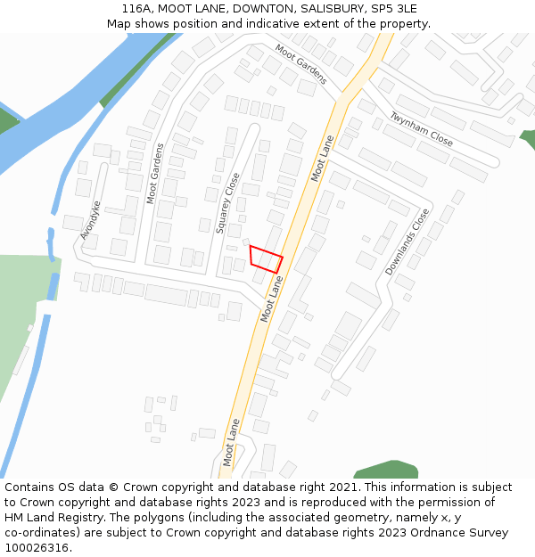 116A, MOOT LANE, DOWNTON, SALISBURY, SP5 3LE: Location map and indicative extent of plot