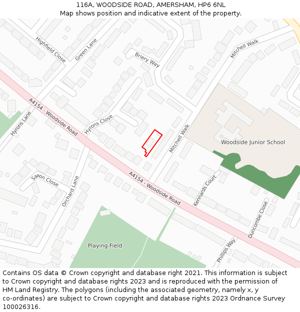 116A, WOODSIDE ROAD, AMERSHAM, HP6 6NL: Location map and indicative extent of plot