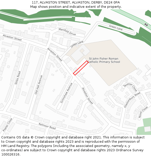 117, ALVASTON STREET, ALVASTON, DERBY, DE24 0PA: Location map and indicative extent of plot