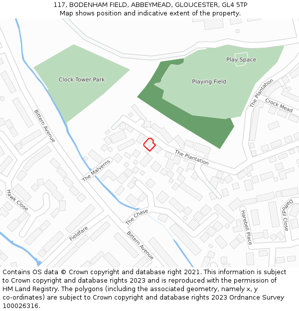 117, BODENHAM FIELD, ABBEYMEAD, GLOUCESTER, GL4 5TP: Location map and indicative extent of plot