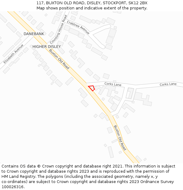 117, BUXTON OLD ROAD, DISLEY, STOCKPORT, SK12 2BX: Location map and indicative extent of plot