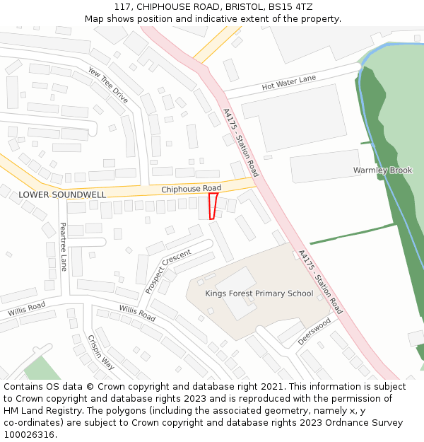 117, CHIPHOUSE ROAD, BRISTOL, BS15 4TZ: Location map and indicative extent of plot