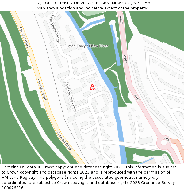 117, COED CELYNEN DRIVE, ABERCARN, NEWPORT, NP11 5AT: Location map and indicative extent of plot