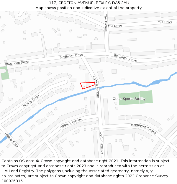 117, CROFTON AVENUE, BEXLEY, DA5 3AU: Location map and indicative extent of plot