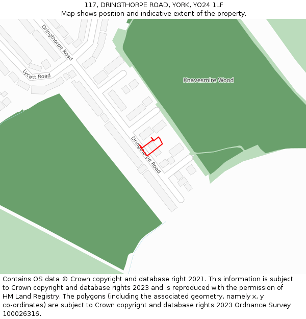 117, DRINGTHORPE ROAD, YORK, YO24 1LF: Location map and indicative extent of plot