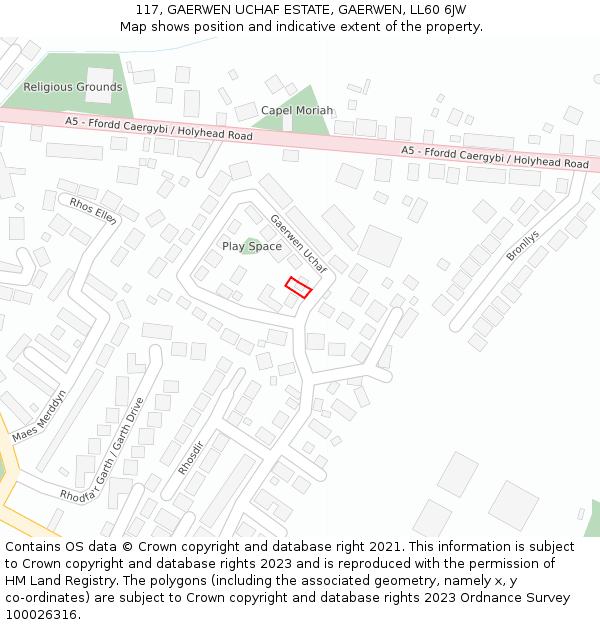 117, GAERWEN UCHAF ESTATE, GAERWEN, LL60 6JW: Location map and indicative extent of plot