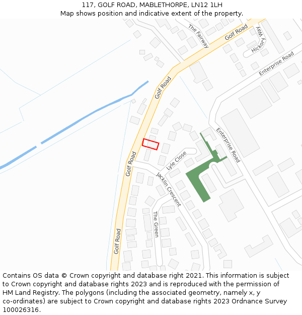 117, GOLF ROAD, MABLETHORPE, LN12 1LH: Location map and indicative extent of plot