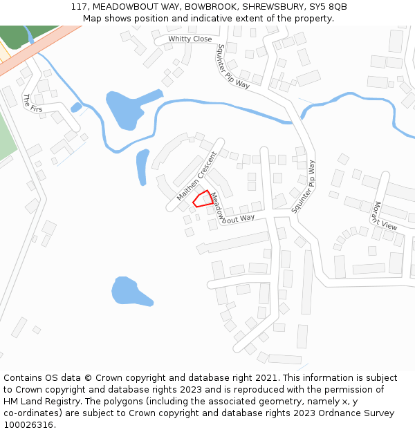 117, MEADOWBOUT WAY, BOWBROOK, SHREWSBURY, SY5 8QB: Location map and indicative extent of plot