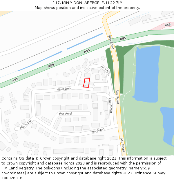 117, MIN Y DON, ABERGELE, LL22 7LY: Location map and indicative extent of plot