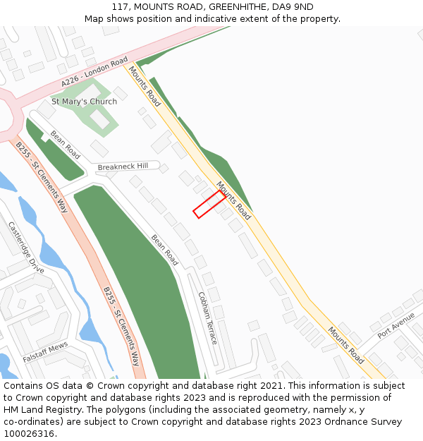 117, MOUNTS ROAD, GREENHITHE, DA9 9ND: Location map and indicative extent of plot