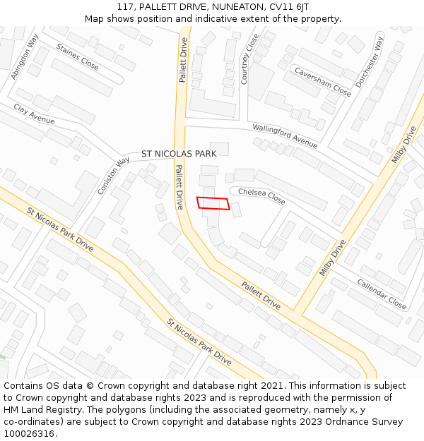 117, PALLETT DRIVE, NUNEATON, CV11 6JT: Location map and indicative extent of plot
