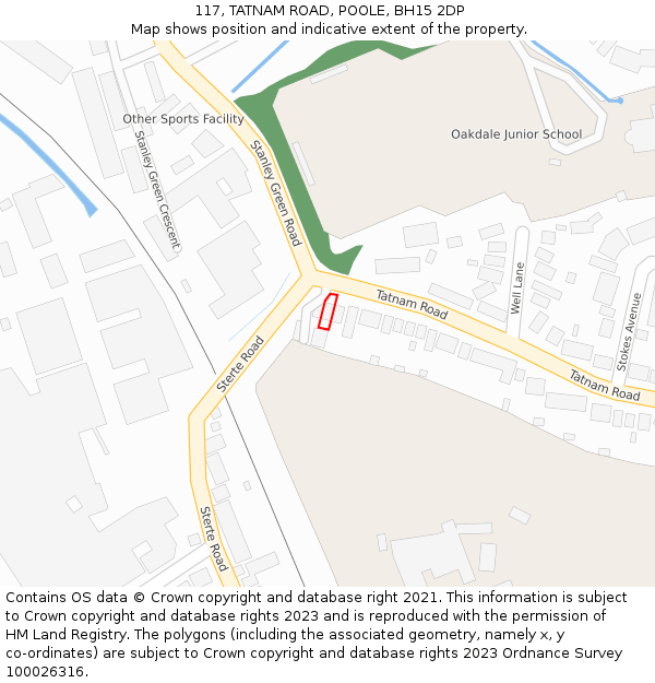 117, TATNAM ROAD, POOLE, BH15 2DP: Location map and indicative extent of plot