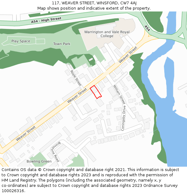 117, WEAVER STREET, WINSFORD, CW7 4AJ: Location map and indicative extent of plot