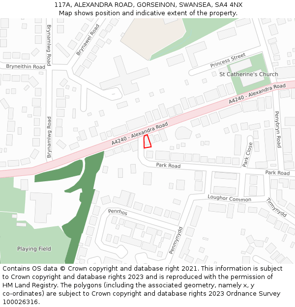 117A, ALEXANDRA ROAD, GORSEINON, SWANSEA, SA4 4NX: Location map and indicative extent of plot