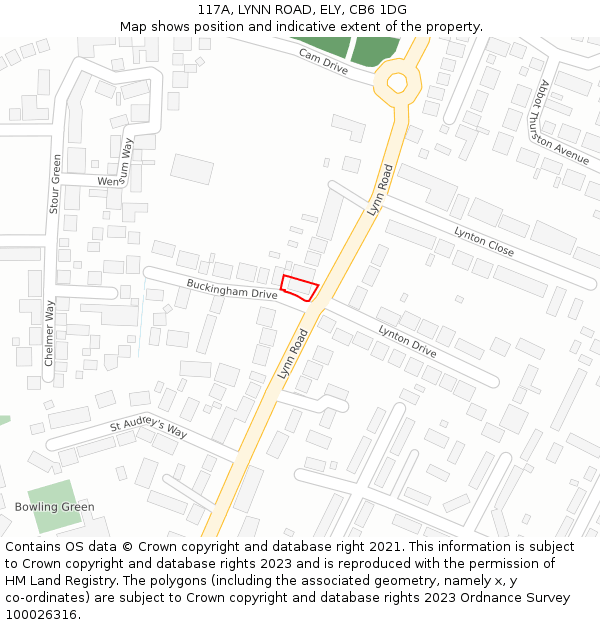 117A, LYNN ROAD, ELY, CB6 1DG: Location map and indicative extent of plot