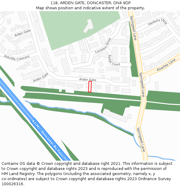 118, ARDEN GATE, DONCASTER, DN4 9DP: Location map and indicative extent of plot