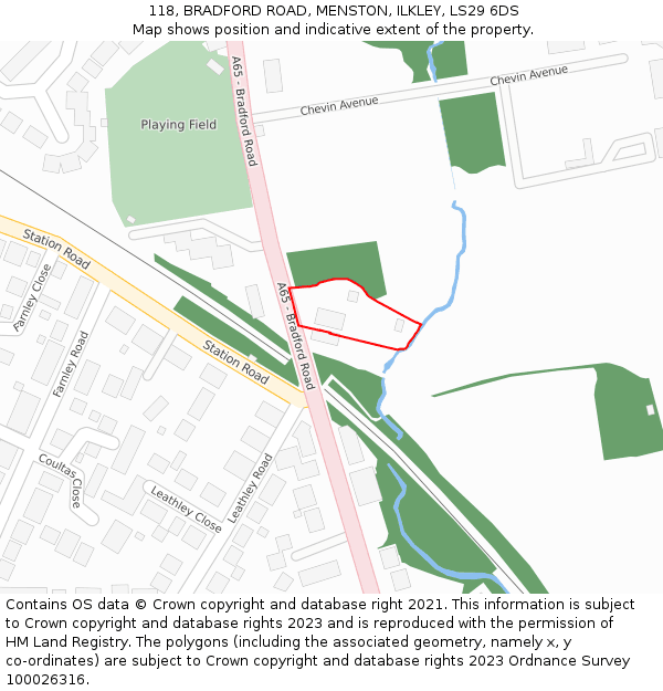 118, BRADFORD ROAD, MENSTON, ILKLEY, LS29 6DS: Location map and indicative extent of plot