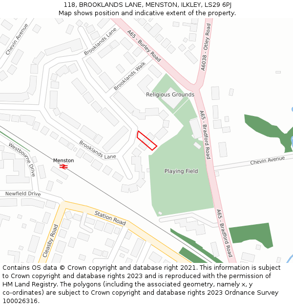 118, BROOKLANDS LANE, MENSTON, ILKLEY, LS29 6PJ: Location map and indicative extent of plot