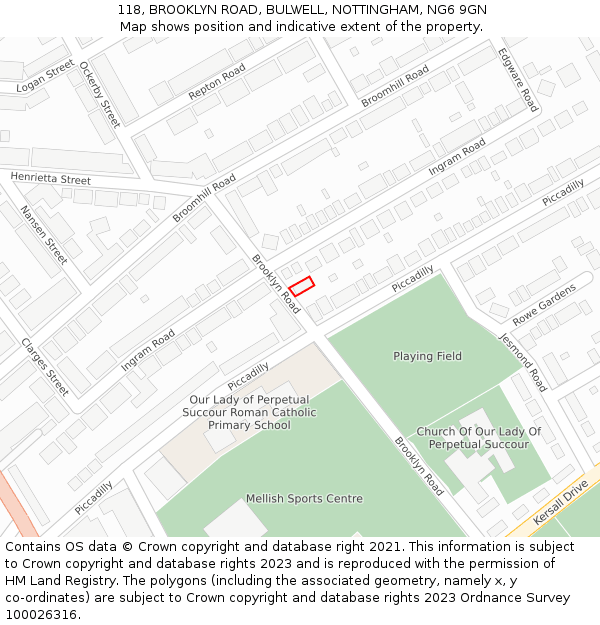 118, BROOKLYN ROAD, BULWELL, NOTTINGHAM, NG6 9GN: Location map and indicative extent of plot