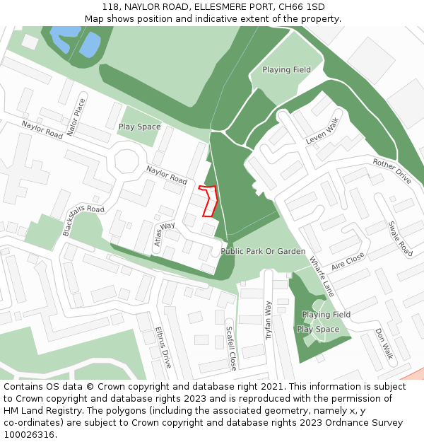 118, NAYLOR ROAD, ELLESMERE PORT, CH66 1SD: Location map and indicative extent of plot