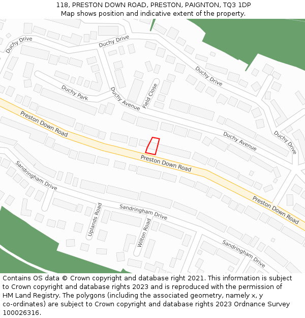 118, PRESTON DOWN ROAD, PRESTON, PAIGNTON, TQ3 1DP: Location map and indicative extent of plot