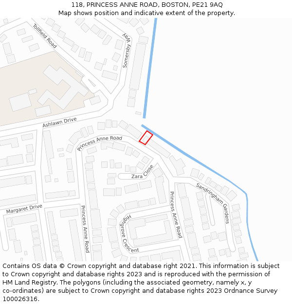 118, PRINCESS ANNE ROAD, BOSTON, PE21 9AQ: Location map and indicative extent of plot