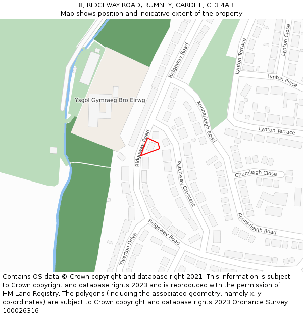 118, RIDGEWAY ROAD, RUMNEY, CARDIFF, CF3 4AB: Location map and indicative extent of plot