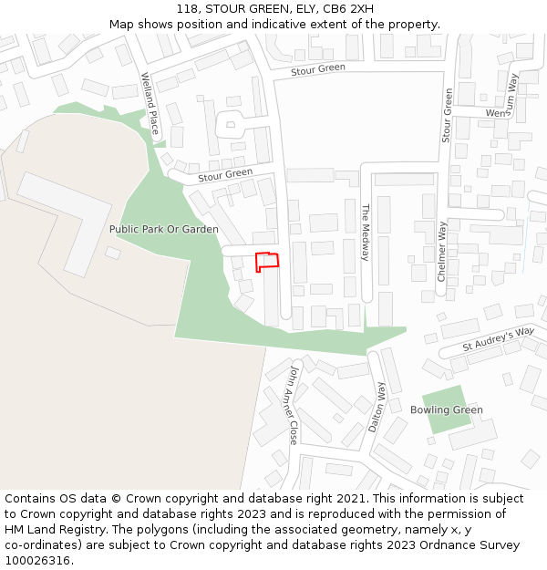 118, STOUR GREEN, ELY, CB6 2XH: Location map and indicative extent of plot