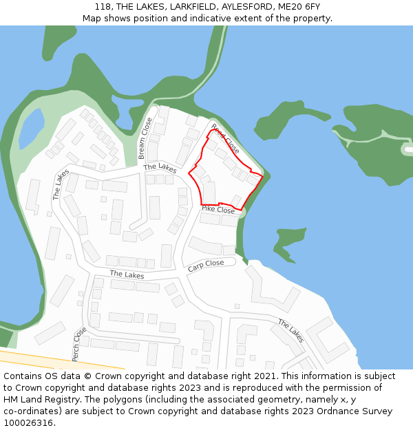 118, THE LAKES, LARKFIELD, AYLESFORD, ME20 6FY: Location map and indicative extent of plot